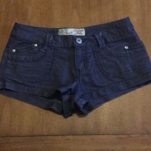 Pinstripe suede stretch shorts
